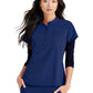 Women's One-Pocket Henley Style Mission Scrub Top - BUT163 - Indigo (Navy)