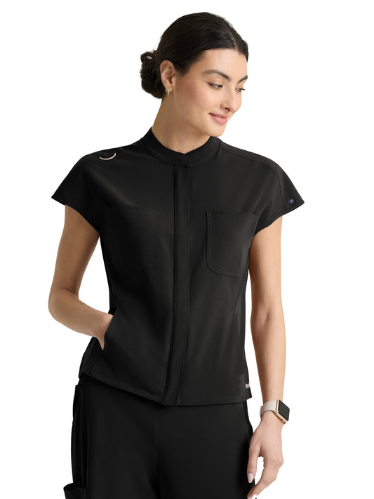 Women's Six-Pocket Aria Full Zip Top - GRGT320 - Black