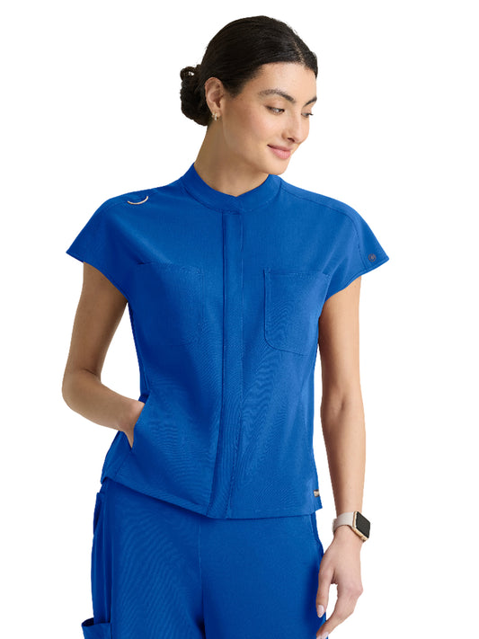 Women's Six-Pocket Aria Full Zip Top - GRGT320 - New Royal