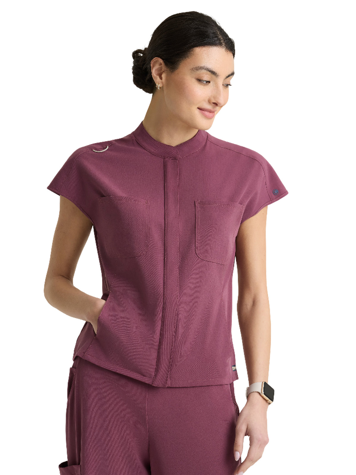 Women's Six-Pocket Aria Full Zip Top - GRGT320 - Dusty Port