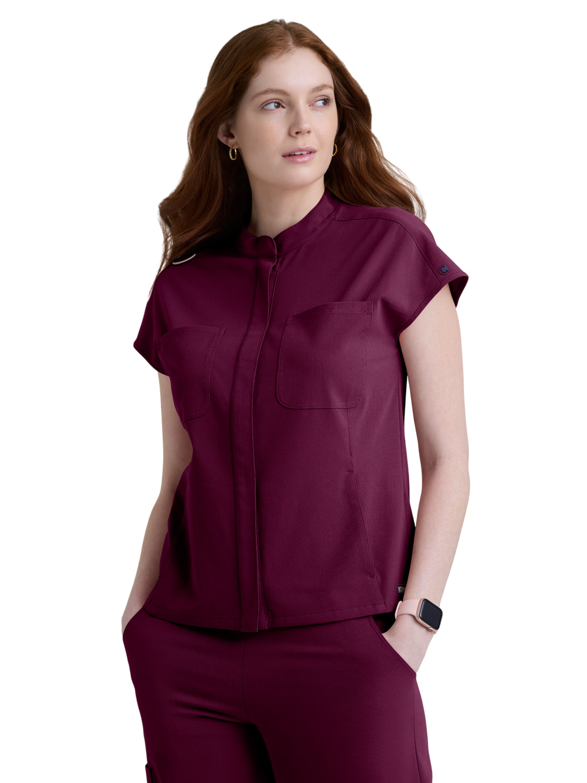 Women's Six-Pocket Aria Full Zip Top - GRGT320 - Wine