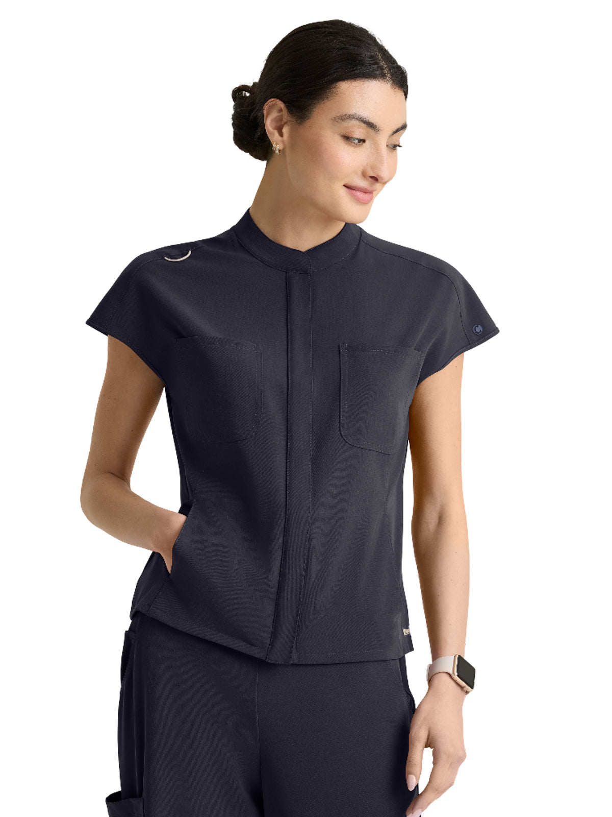 Women's Six-Pocket Aria Full Zip Top - GRGT320 - Steel