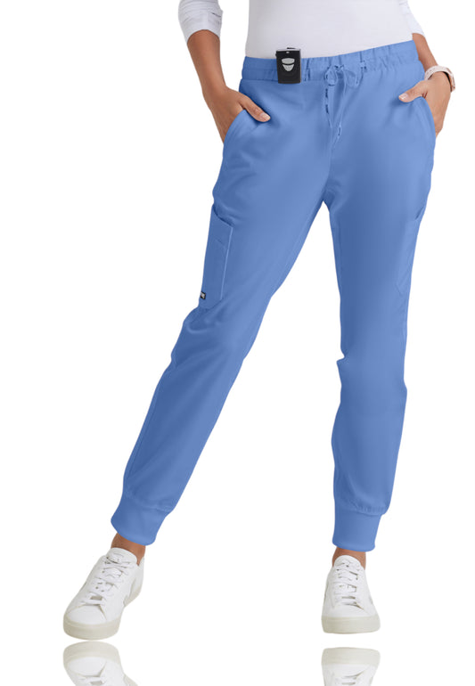 Women's Five-Pocket Mid-Rise Kira Jogger Scrub Pant - GRP534 - Ciel Blue