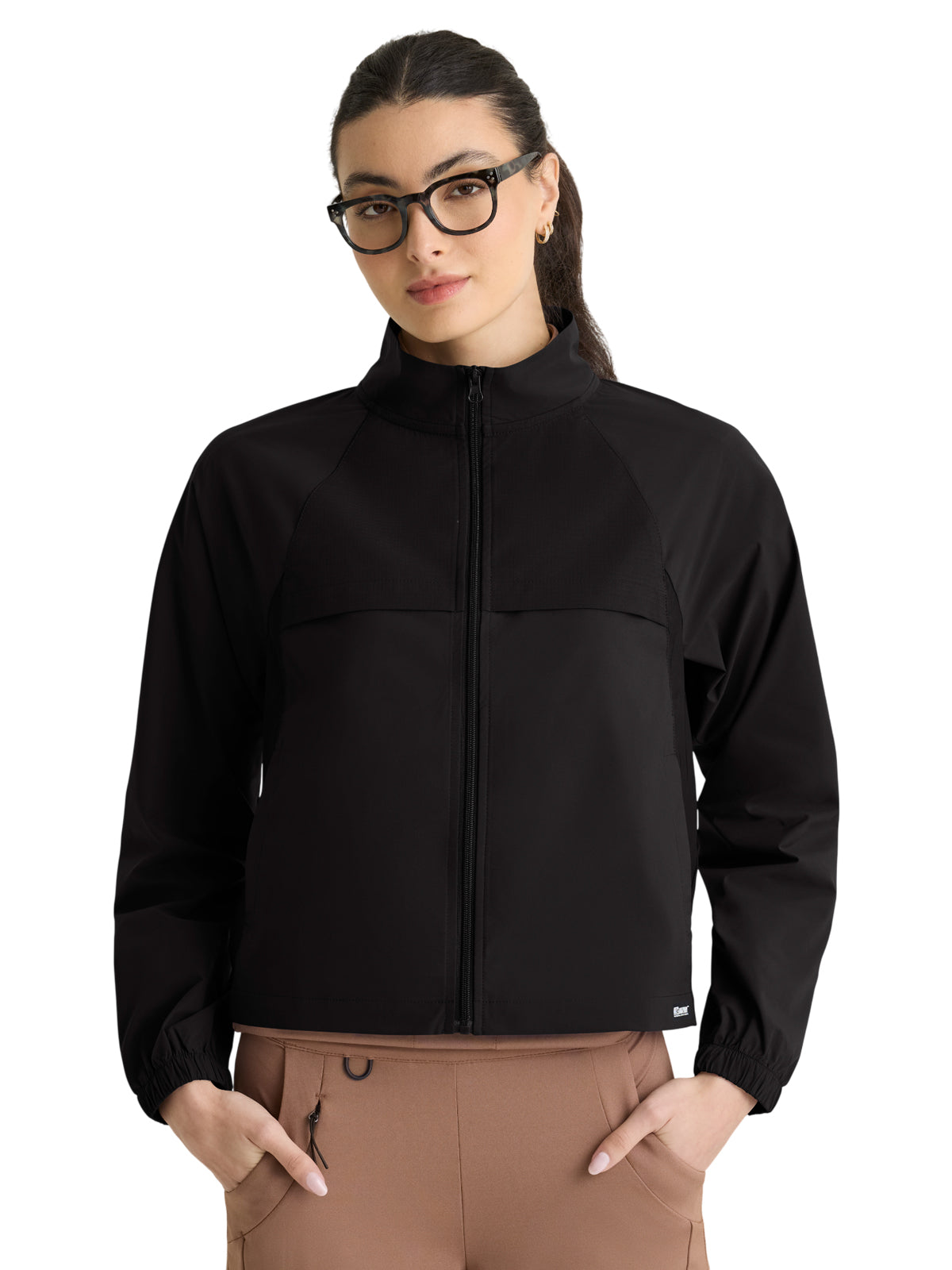 Women's Two-Pocket Crystal A-Line Jacket - GRSJ940 - Black