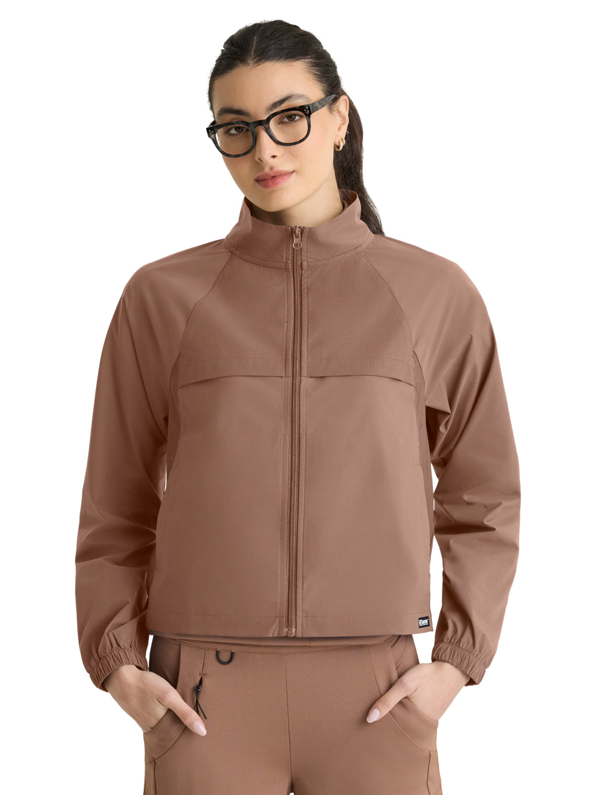 Women's Two-Pocket Crystal A-Line Jacket - GRSJ940 - Brownstone