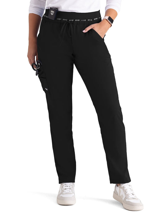 Women's Seven-Pocket Serena Scrub Pant - GRSP526 - Black