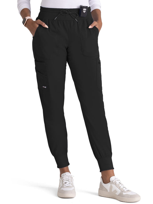 Women's Seven-Pocket Carly Jogger Scrub Pant - GRSP527 - Black