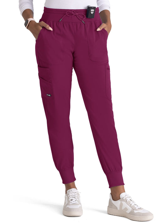 Women's Seven-Pocket Carly Jogger Scrub Pant - GRSP527 - Wine