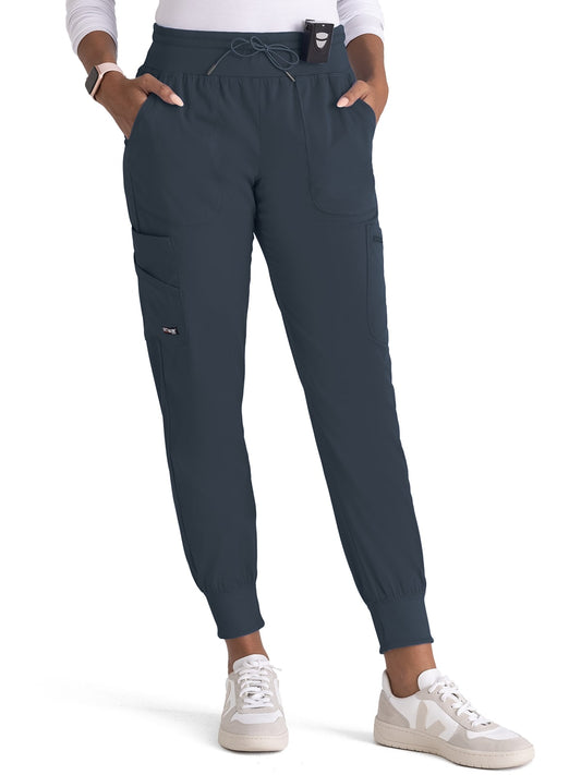 Women's Seven-Pocket Carly Jogger Scrub Pant - GRSP527 - Steel
