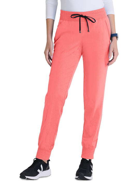 Women's Five-Pocket Eden Jogger Scrub Pant - GRSP537 - Coral Bloom