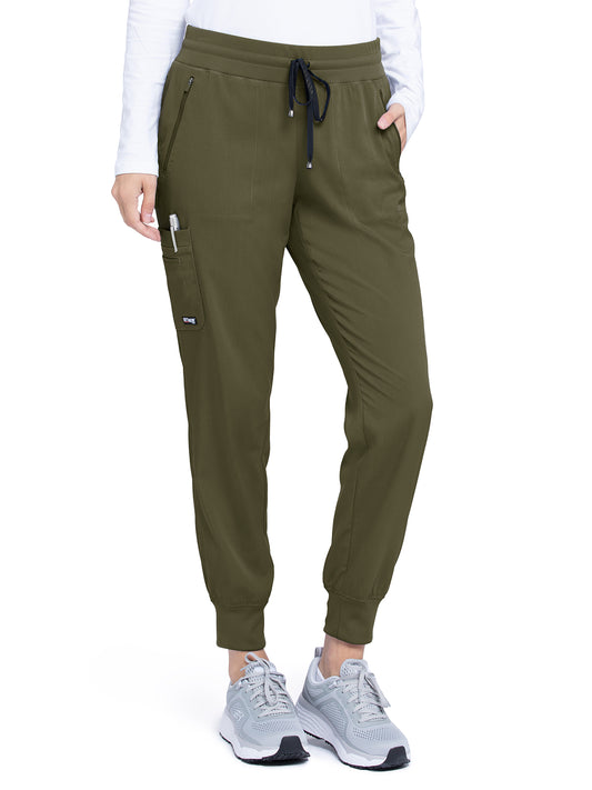 Women's Five-Pocket Eden Jogger Scrub Pant - GRSP537 - Olive
