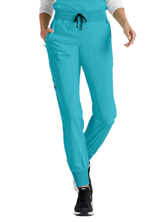 Women's Five-Pocket Eden Jogger Scrub Pant - GRSP537 - Teal