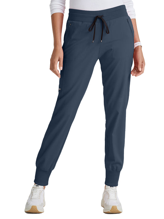 Women's Five-Pocket Eden Jogger Scrub Pant - GRSP537 - Steel