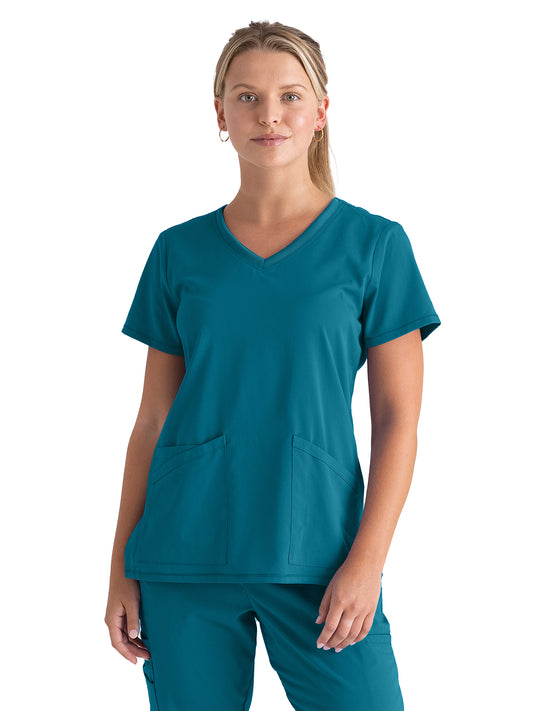 Women's Three-Pocket V-Neck Serena Scrub Top - GRST045 - Bahama