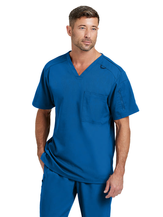 Men's Two-Pocket V-Neck Murphy Scrub Top - GRST079 - New Royal
