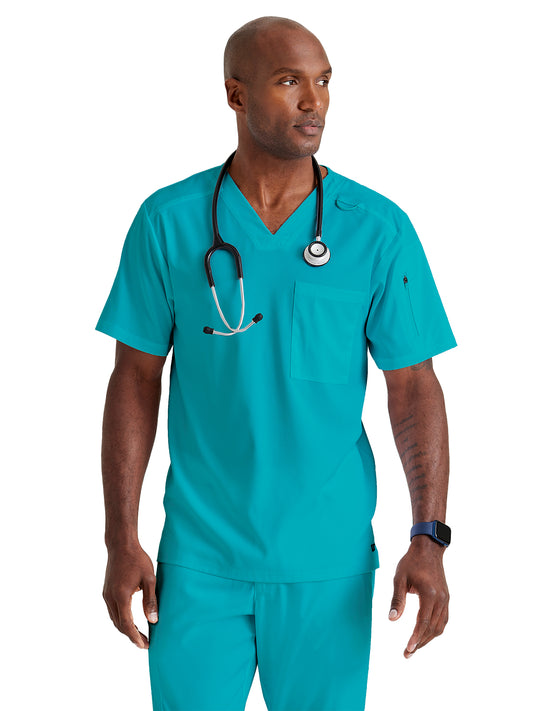 Men's Two-Pocket V-Neck Murphy Scrub Top - GRST079 - Teal