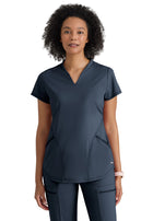 Women's Two-Pocket V-Neck Define Scrub Top - GRST249 - Steel
