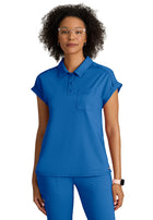 Women's One-Pocket Snap Placket Renew Scrub Top - GRST254 - New Royal