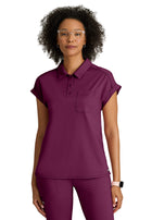 Women's One-Pocket Snap Placket Renew Scrub Top - GRST254 - Wine