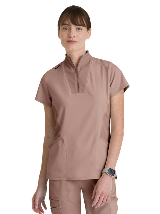 Women's Two Pocket Y-Neck Kristi Scrub Top - GRST292 - Warm Mocha