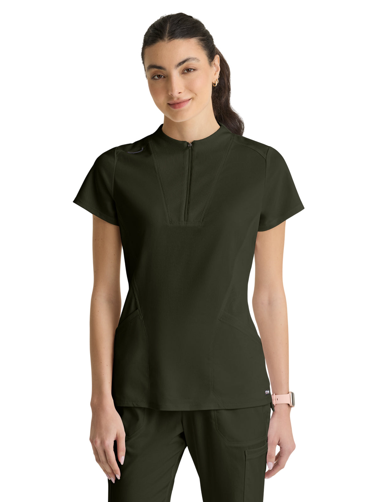 Women's Two Pocket Y-Neck Kristi Scrub Top - GRST292 - Olive