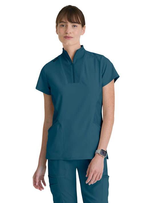 Women's Two Pocket Y-Neck Kristi Scrub Top - GRST292 - Bahama