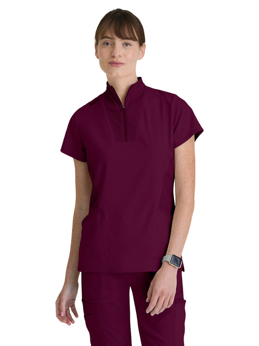 Women's Two Pocket Y-Neck Kristi Scrub Top - GRST292 - Wine