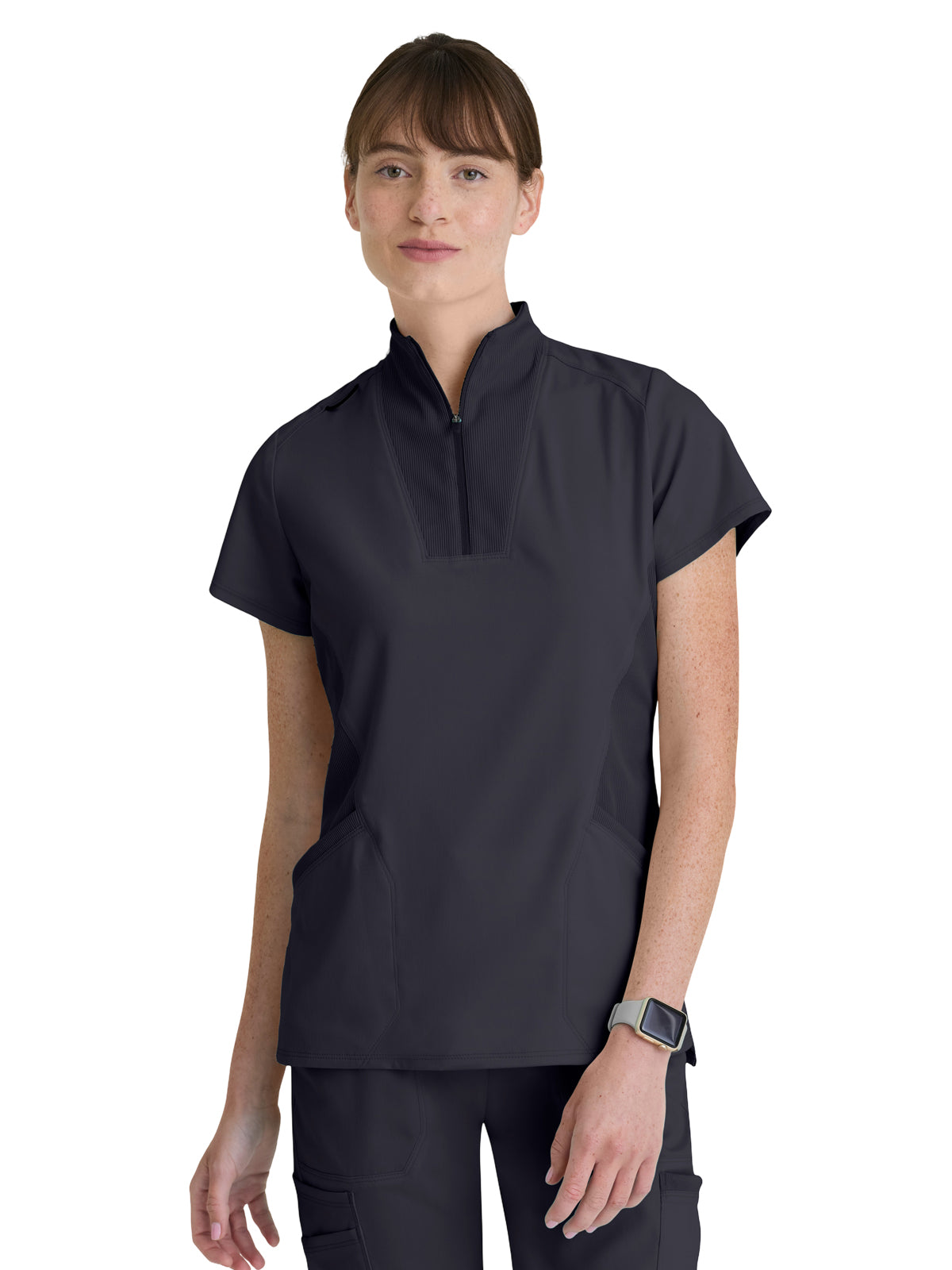 Women's Two Pocket Y-Neck Kristi Scrub Top - GRST292 - Steel