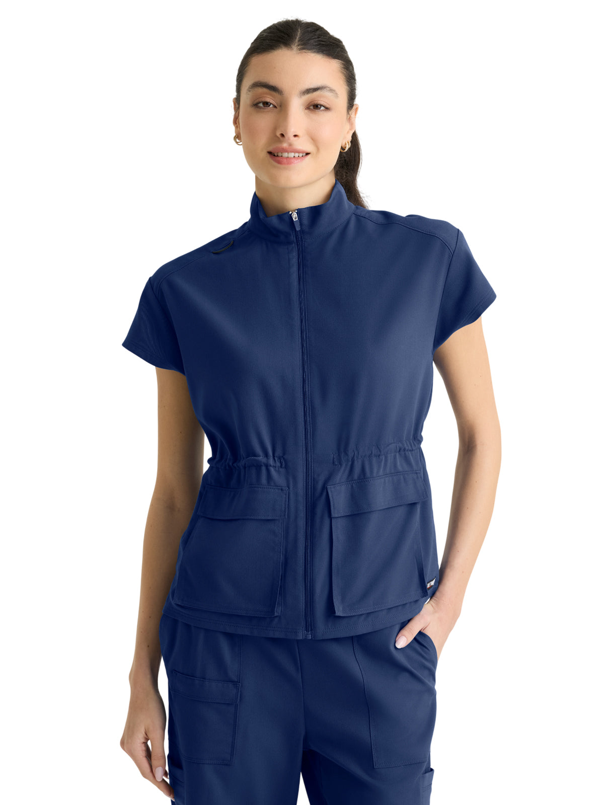 Women's Two-Pocket Nina Mock Neck Top - GRST324 - Indigo