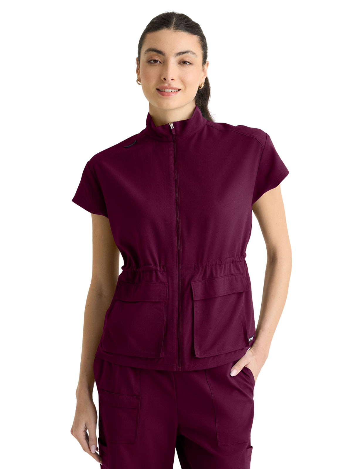 Women's Two-Pocket Nina Mock Neck Top - GRST324 - Wine