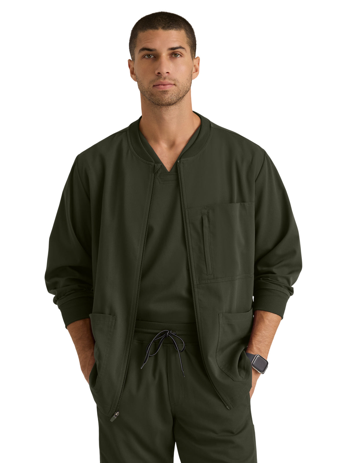 Men's Five-Pocket React Warm-Up Scrub Jacket - GRSW871 - Olive