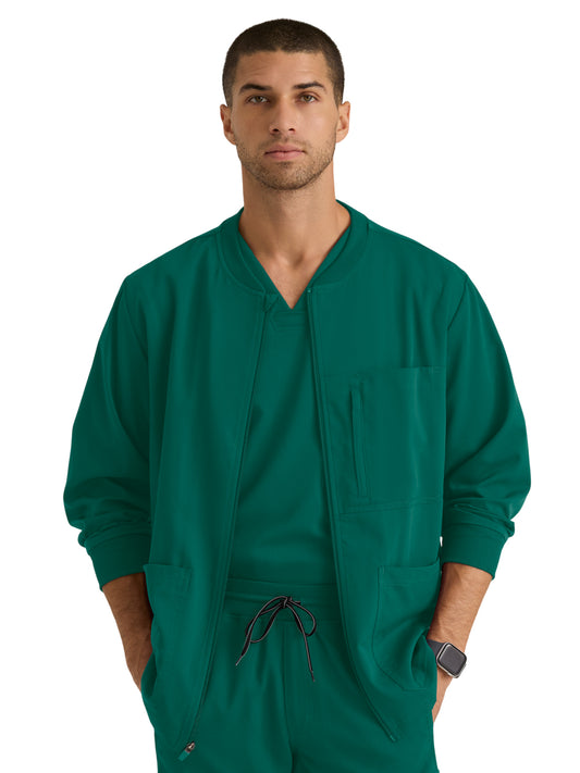 Men's Five-Pocket React Warm-Up Scrub Jacket - GRSW871 - Hunter Green