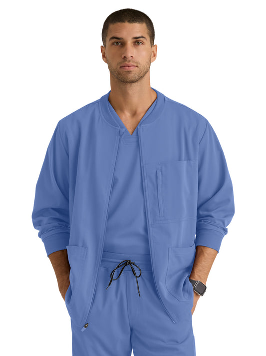 Men's Five-Pocket React Warm-Up Scrub Jacket - GRSW871 - Ciel Blue