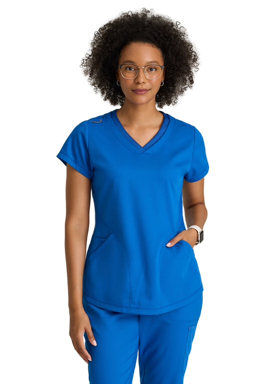 Women's Three-Pocket V-Neck Evelyn Scrub Top - GRT261 - New Royal