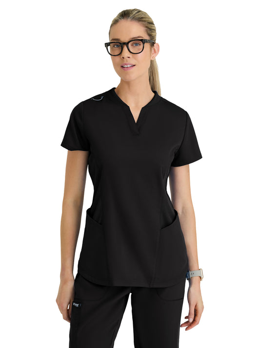 Women's Four Pocket V-Neck Erin Scrub Top - GRT303 - Black