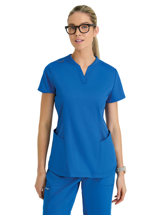 Women's Four Pocket V-Neck Erin Scrub Top - GRT303 - New Royal
