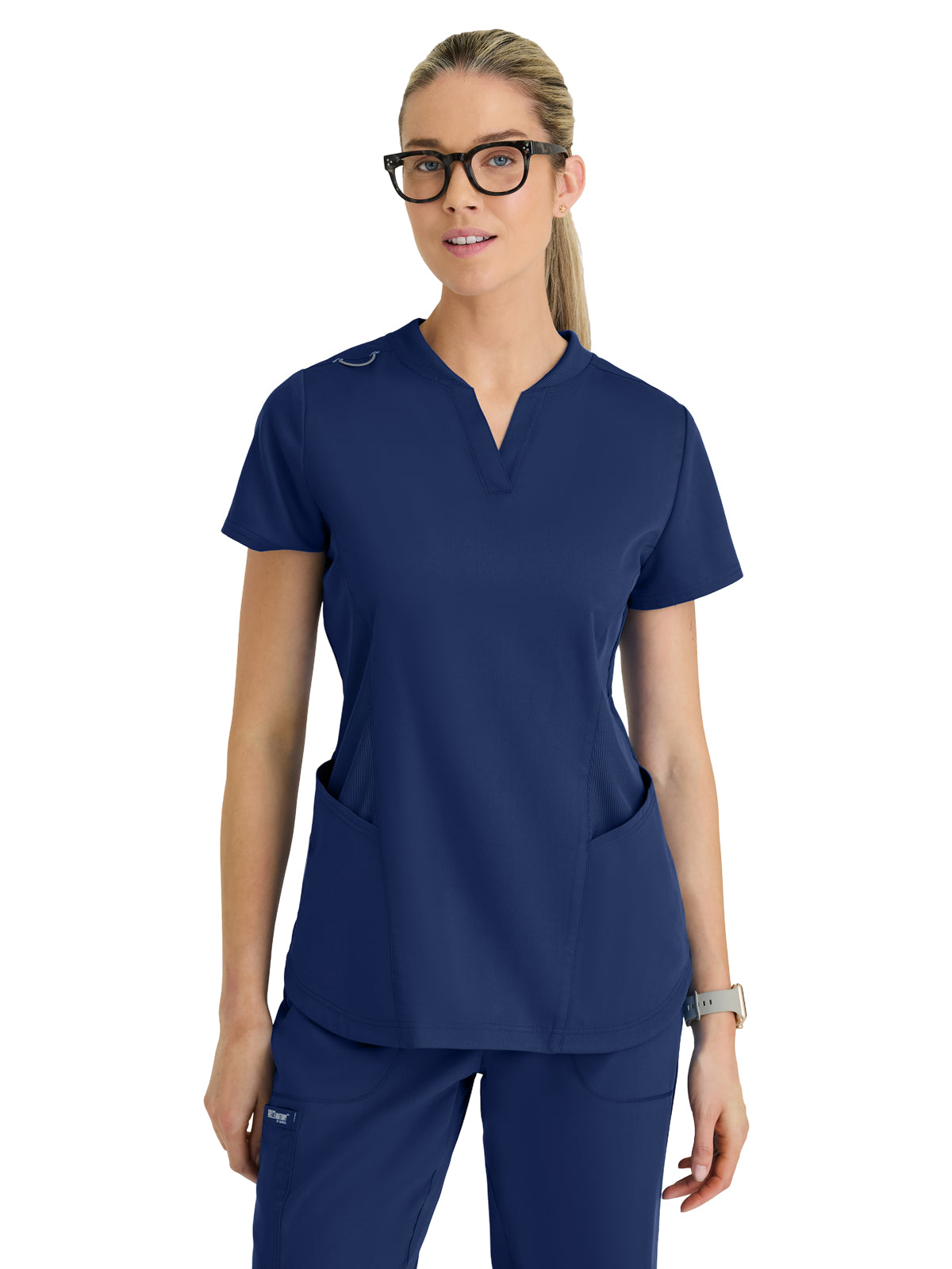 Women's Four Pocket V-Neck Erin Scrub Top - GRT303 - Indigo (Navy)
