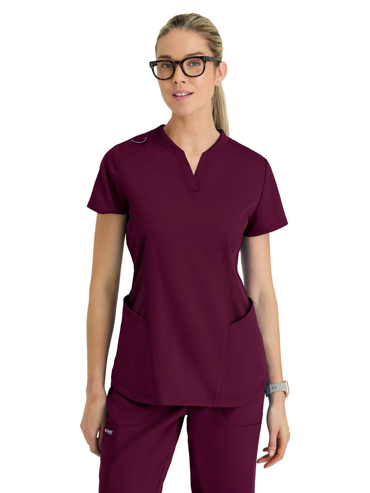 Women's Four Pocket V-Neck Erin Scrub Top - GRT303 - Wine