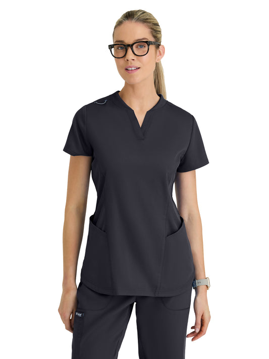 Women's Four Pocket V-Neck Erin Scrub Top - GRT303 - Steel