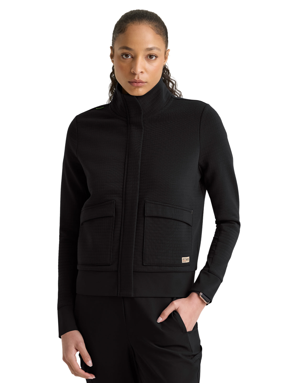 Women's Three-Pocket Waffle Knit Regina Jacket - GSSJ943 - Black
