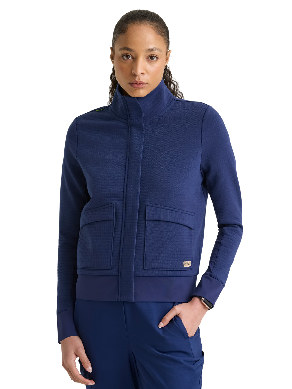 Women's Three-Pocket Waffle Knit Regina Jacket - GSSJ943 - Indigo