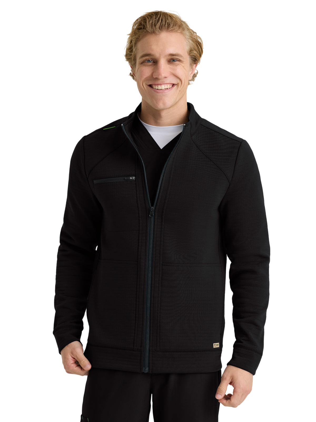 Men's Five-Pocket Waffle Knit Ron Jacket - GSSJ944 - Black