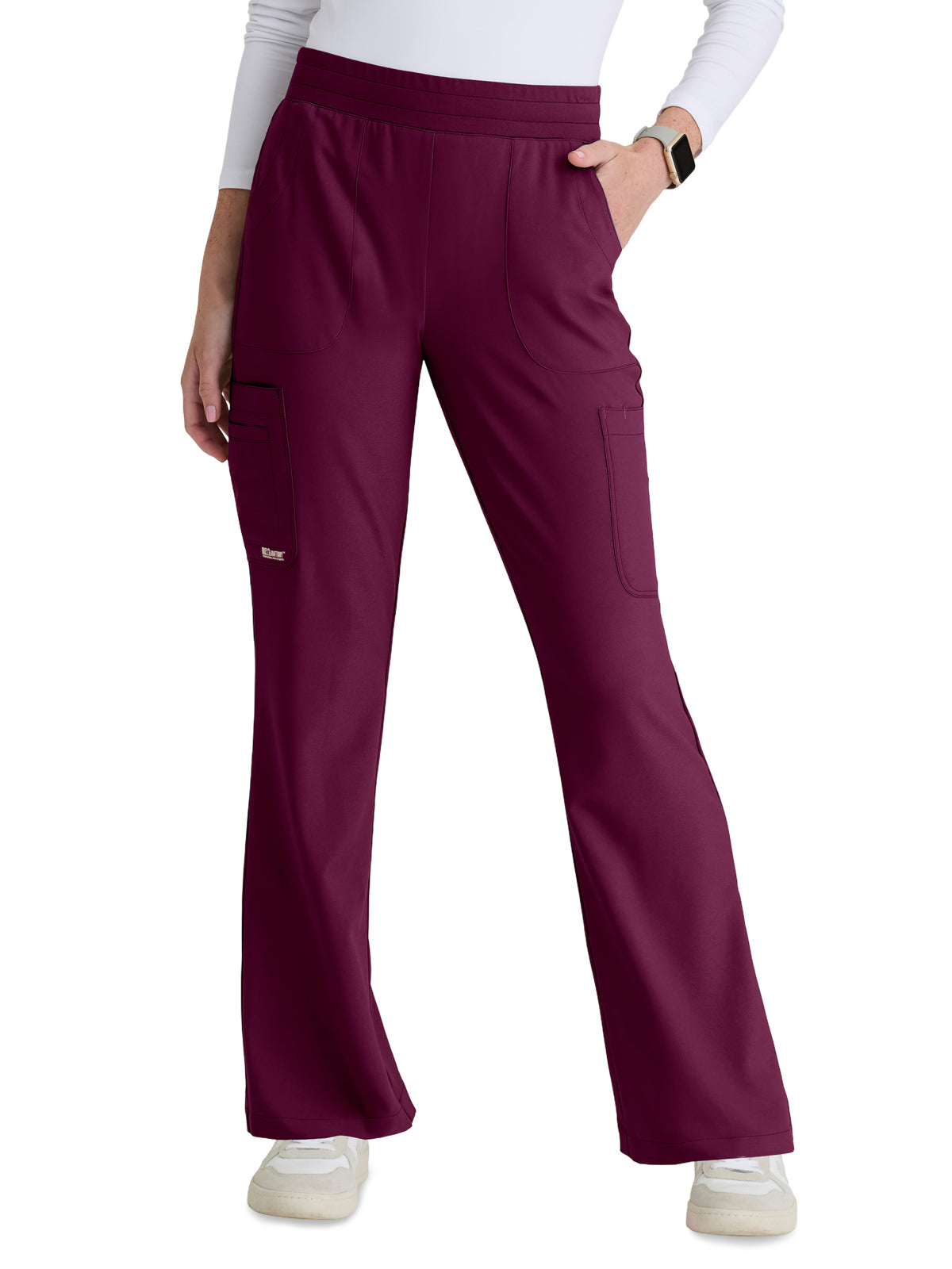 Women's Six Pocket Drawstring Sky Scrub Pant - GSSP729 - Wine