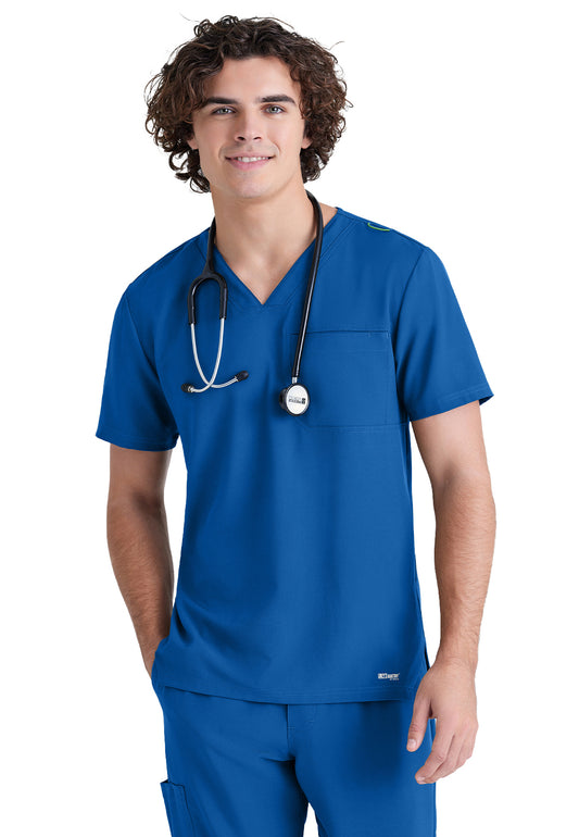 Men's One-Pocket V-Neck Journey Scrub Top - GSST179 - New Royal