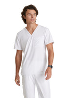 Men's One-Pocket V-Neck Journey Scrub Top - GSST179 - White