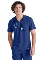 Men's One-Pocket V-Neck Journey Scrub Top - GSST179 - Indigo (Navy)
