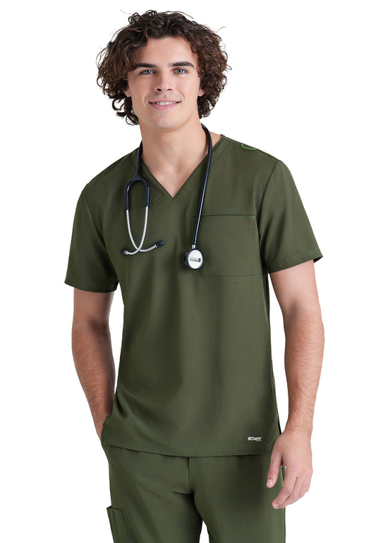 Men's One-Pocket V-Neck Journey Scrub Top - GSST179 - Fern