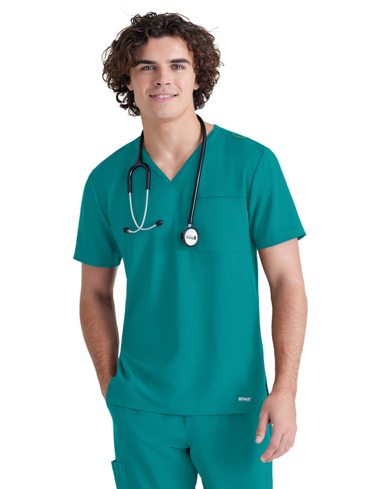 Men's One-Pocket V-Neck Journey Scrub Top - GSST179 - Teal