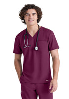 Men's One-Pocket V-Neck Journey Scrub Top - GSST179 - Wine