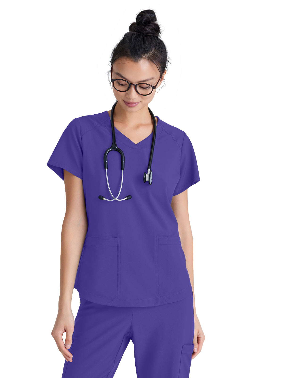Women's Two-Pocket V-Neck Rhythm Scrub Top - GSST180 - New Grape